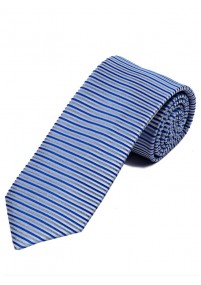 Schmale Krawatte horizontales Streifendessin blau silber