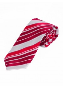 Überlange Streifen-Krawatte schneeweiß rot