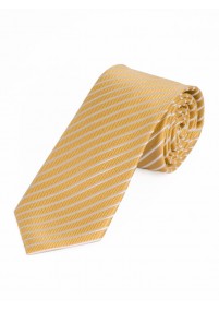 Lange Krawatte dünne Streifen gelb perlweiß