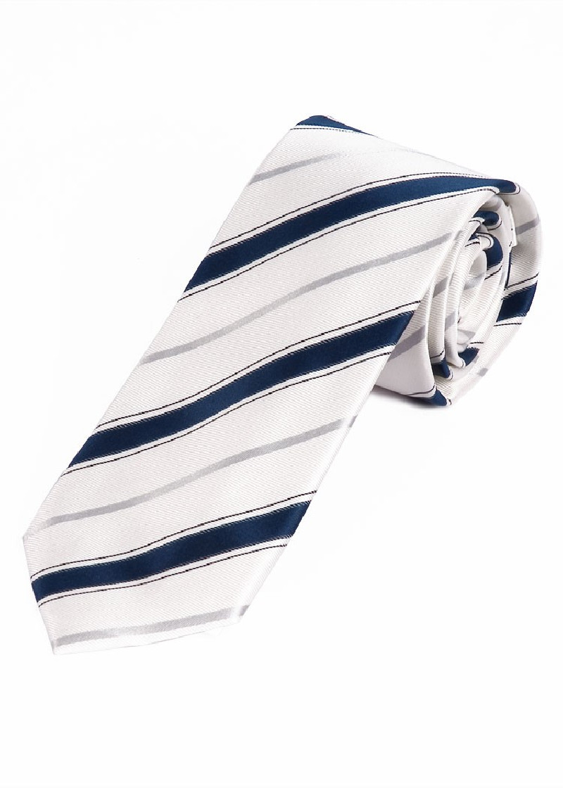 XXL stropdas elegant streepdesign wit marine