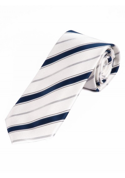 XXL-Herrenkrawatte stilsicheres Streifen-Muster weiß marineblau silber