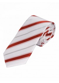 XXL-Krawatte stilsicheres Streifen-Pattern weiß rot silber