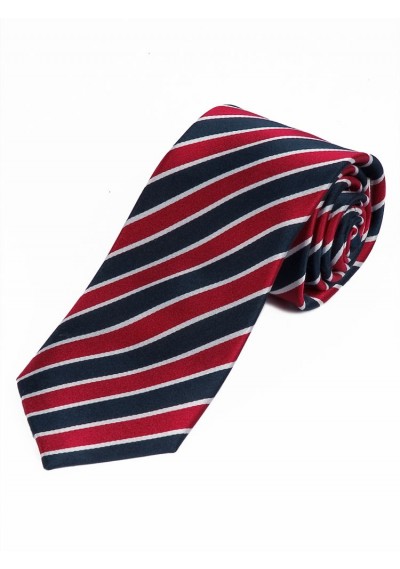 Lange Krawatte raffiniertes Streifen-Muster rot nachtblau schneeweiß