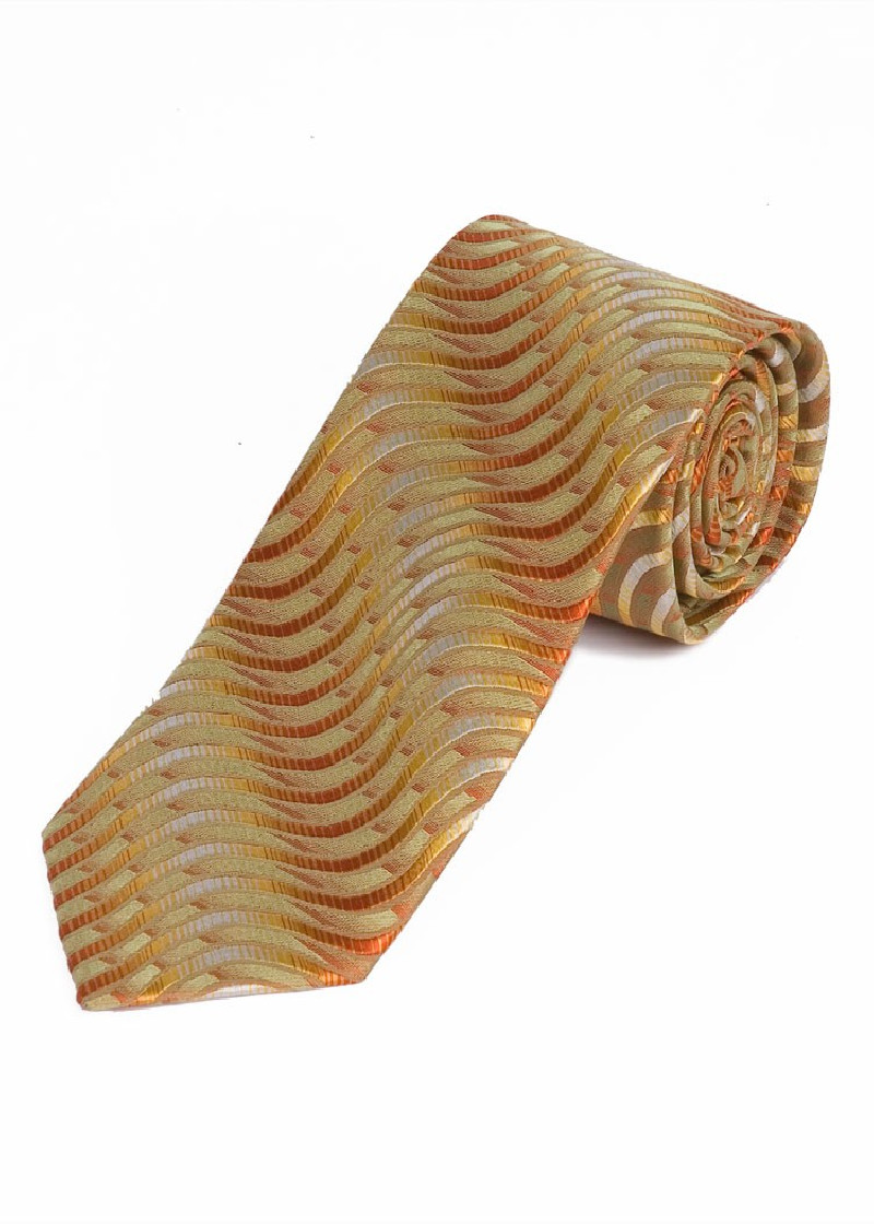 Stropdas over lang golfpatroon goudgeel