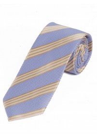 Markante Krawatte XXL  gestreift taubenblau ecru und beige