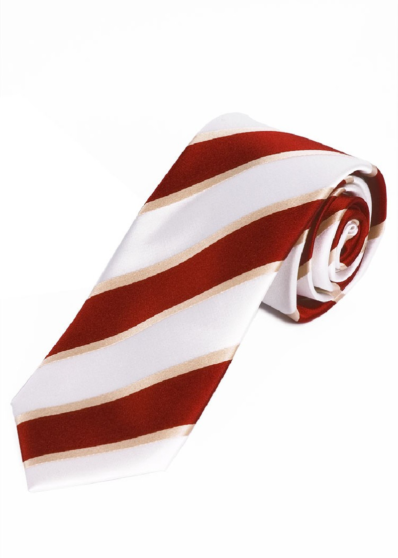 Lange stropdas nobel streepdesign wit rood crème
