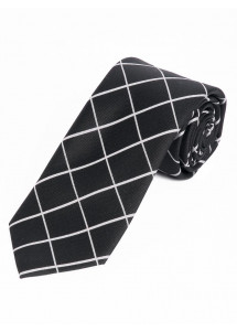 XXL-Herrenkrawatte elegantes Linienkaro schwarz schneeweiß