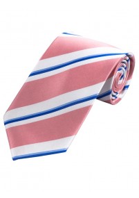 Stylische XXL Krawatte gestreift rosé perlweiß hellblau