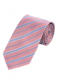 Stylische Krawatte XXL gestreift rosé perlweiß hellblau