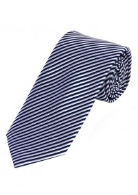 XXL Krawatte dünne Streifen navyblau schneeweiß