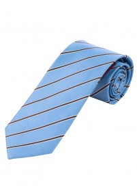 Auffallende lange  Krawatte streifig taubenblau  schokoladenbraun