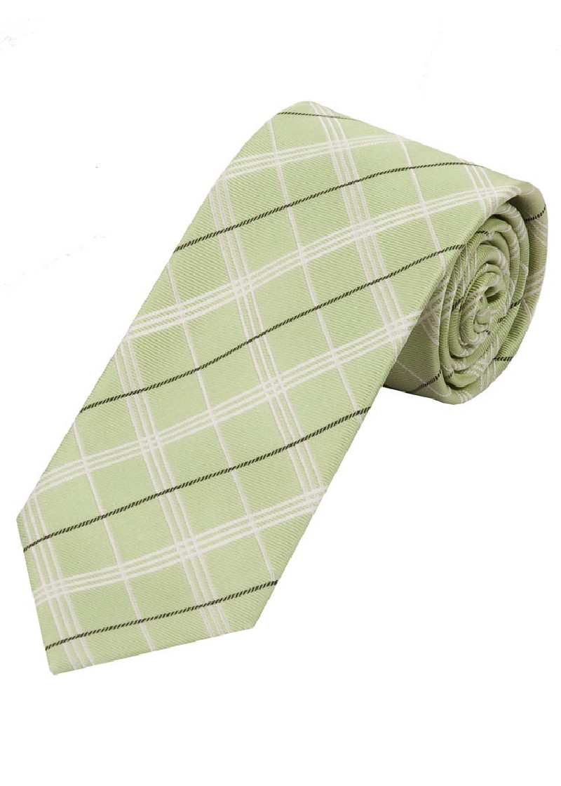 Extra lange stropdas Solid Line Check Lichtgroen