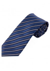 Lange Krawatte topmodisches Streifendesign  royal marineblau weiß