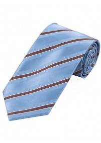 Lange Krawatte modernes Streifenmuster  taubenblau schokoladenbraun weiß