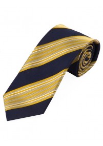 Lange Krawatte stylisches Streifendesign  marineblau safran weiß