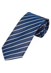 Lange stropdas dunne strepen marineblauw wit