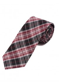 Lange geruite stropdas zwart wit en rood