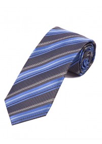 Überlange Krawatte stylisches Streifenmuster  eisblau anthrazit schneeweiß
