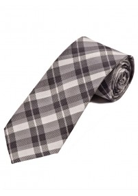 Überlange Karo-Muster-Krawatte schwarz hellgrau