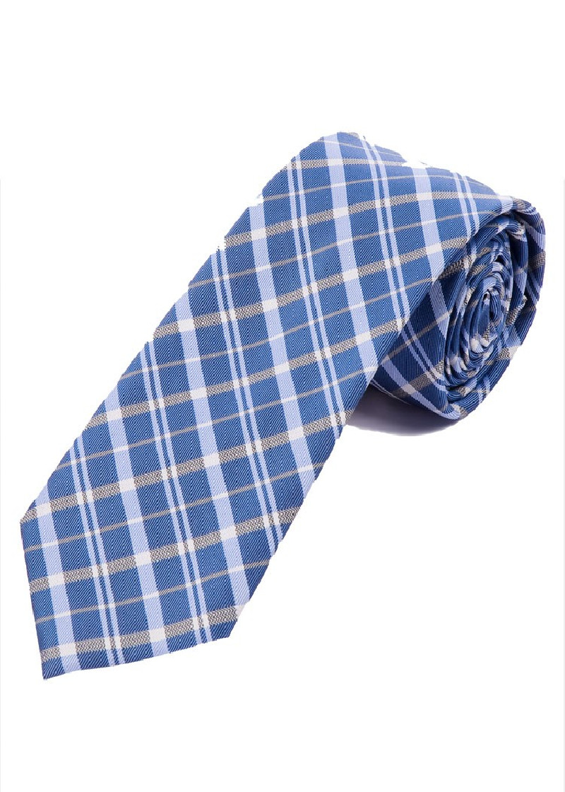 Extra lange stropdas Elegant Line Check Sky Blue
