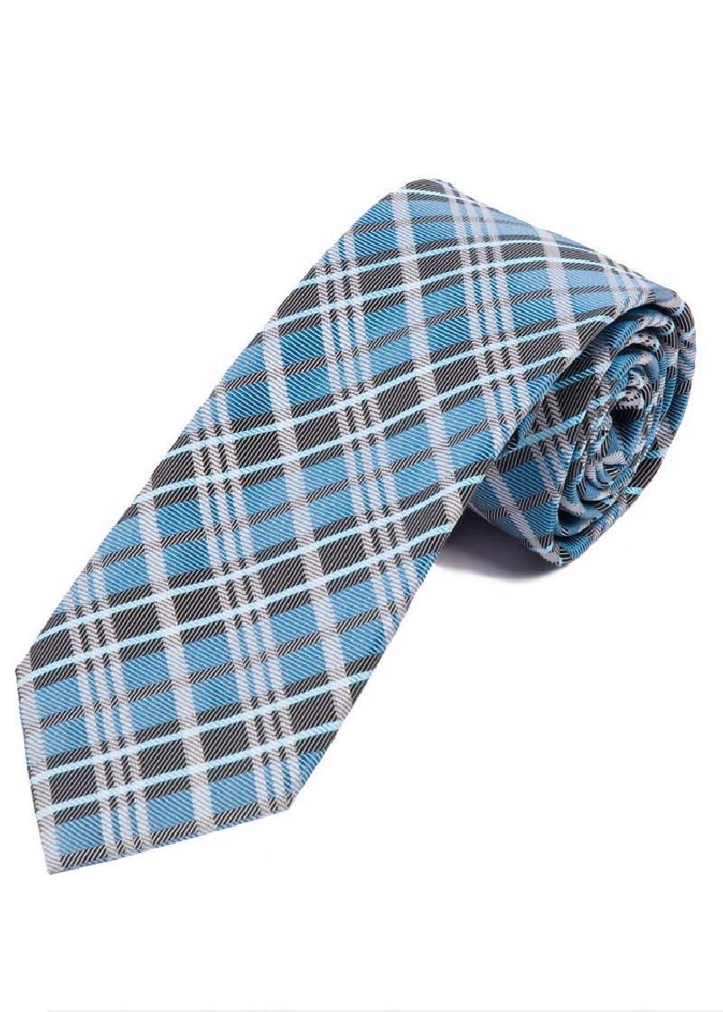 XXL Stropdas gekweekte lijn ruit cyaan bloem wit