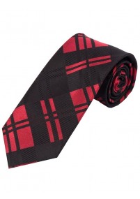 Lange geruite zakelijke stropdas Zwart...