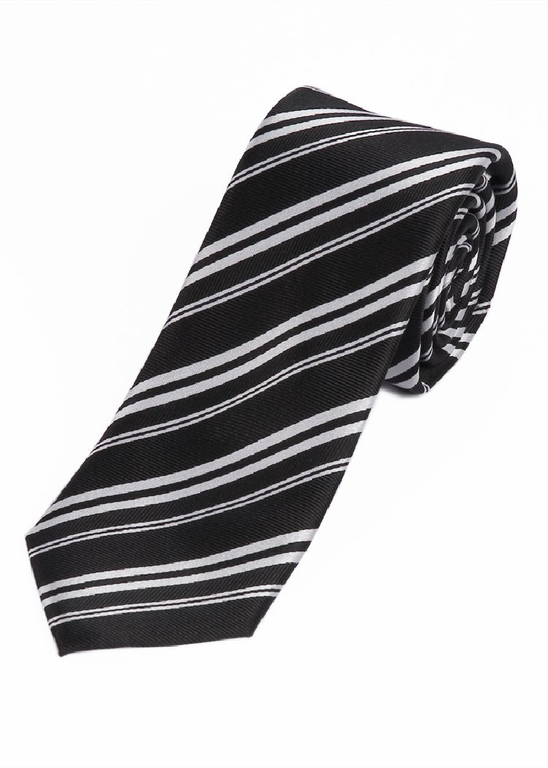 Sevenfold Tie Stripe Design Thee Zwart Sneeuw Wit