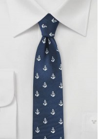 Business stropdas met anker logo marineblauw