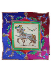 Zijden sjaal paardenmotief gekleurd