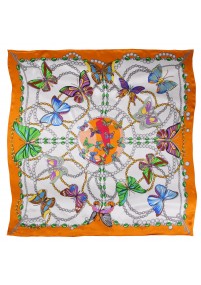 Sjaal vlinders oranje oud wit