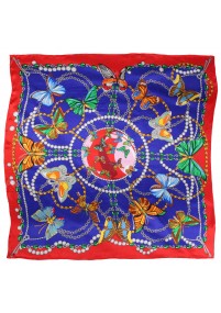 Sjaal vlinders rood marine blauw