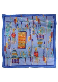 Sjaal oversized design patroon duifblauw