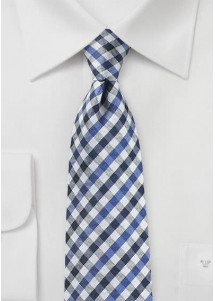 Stropdas Vichy ruitje blauw marineblauw