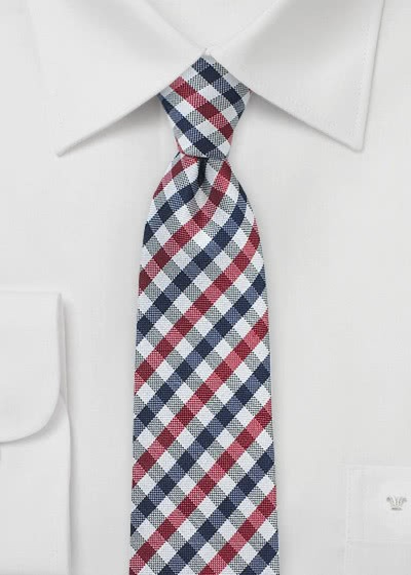 Stropdas voor mannen met Vichy-ruit donkerblauw en