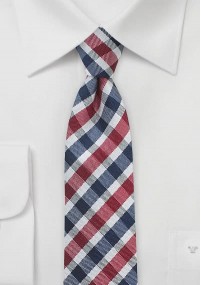 Geruite stropdas donkerblauw en rood