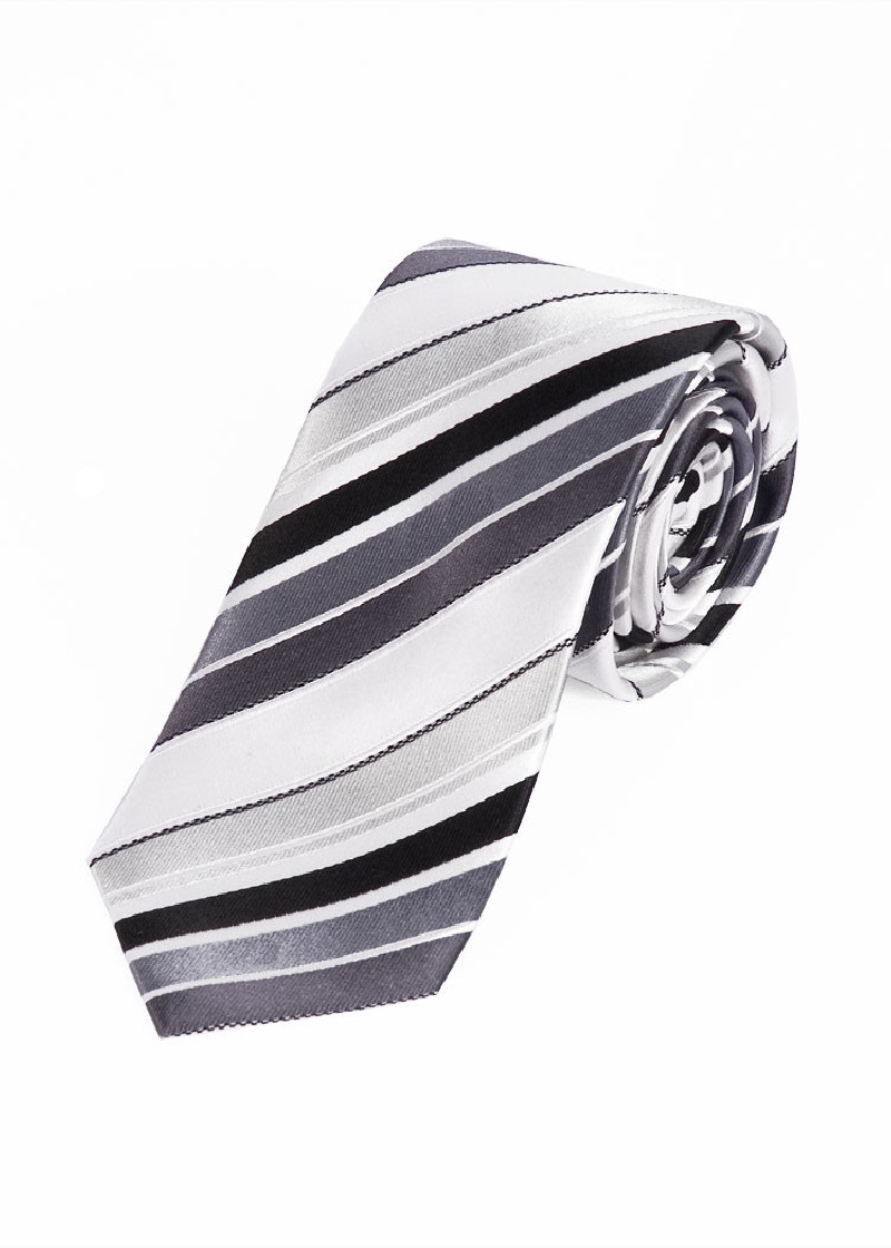 Sevenfold Tie Stripe Lichtgrijs Sneeuwwitje Inkt