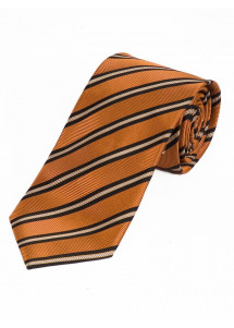 Sevenfold-Herrenkrawatte streifig orange weiß nachtschwarz