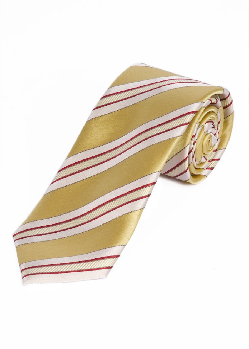 Sevenfold Business Tie Gestreept Goud Wit Medium