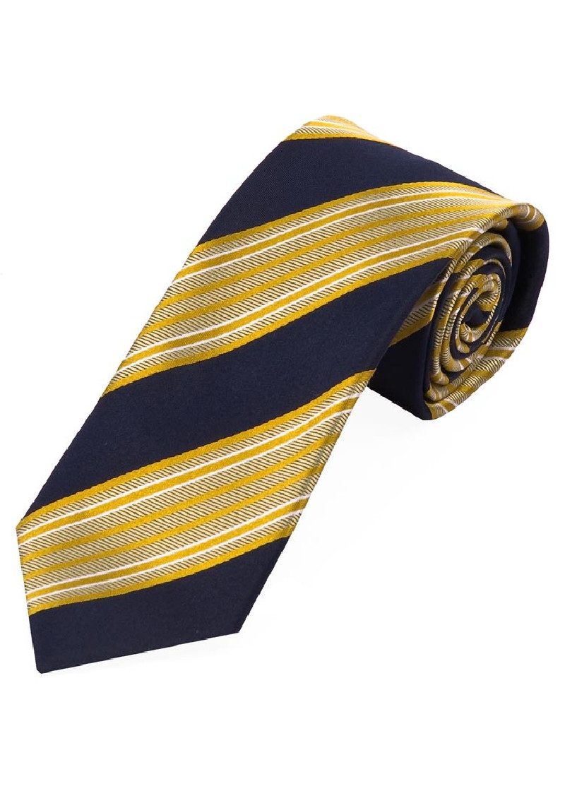 Sevenfold Tie Gestreept Middernachtsblauw Saffraan