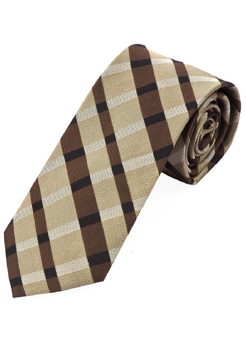 Herenstropdas Zevenvoudig Ruitpatroon Beige