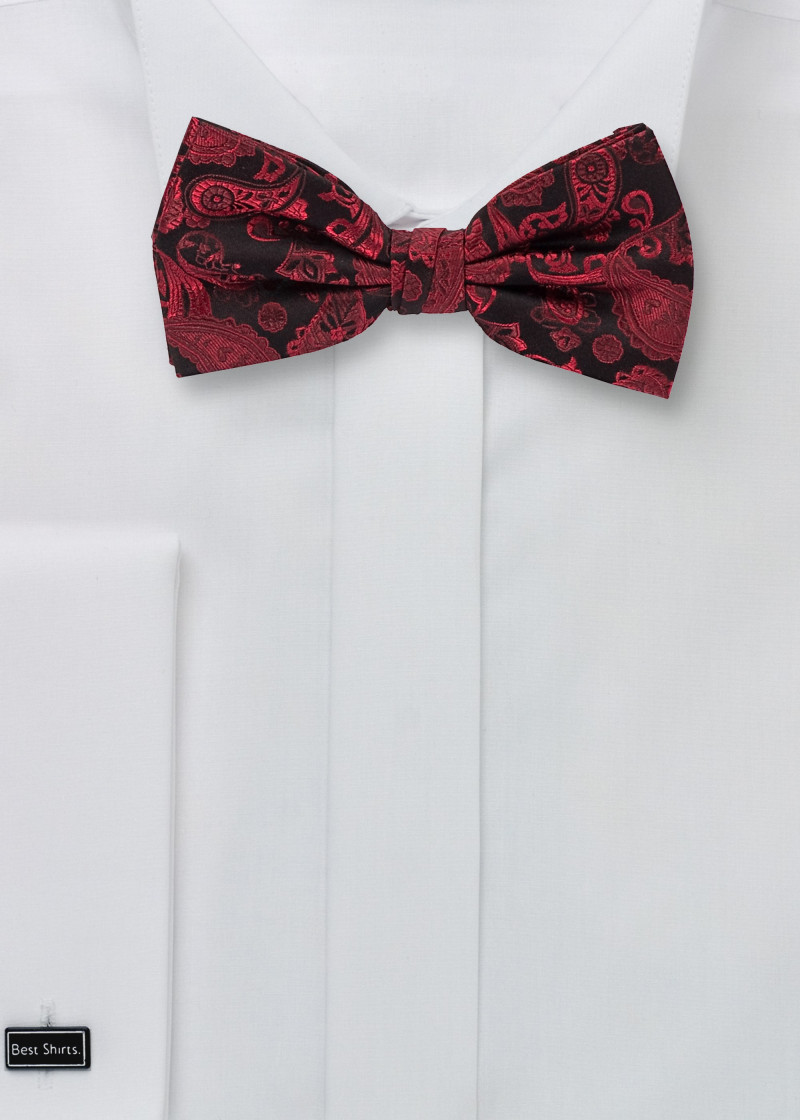 Herenstrik Poly Fiber Paisley Patroon Rood Asfalt