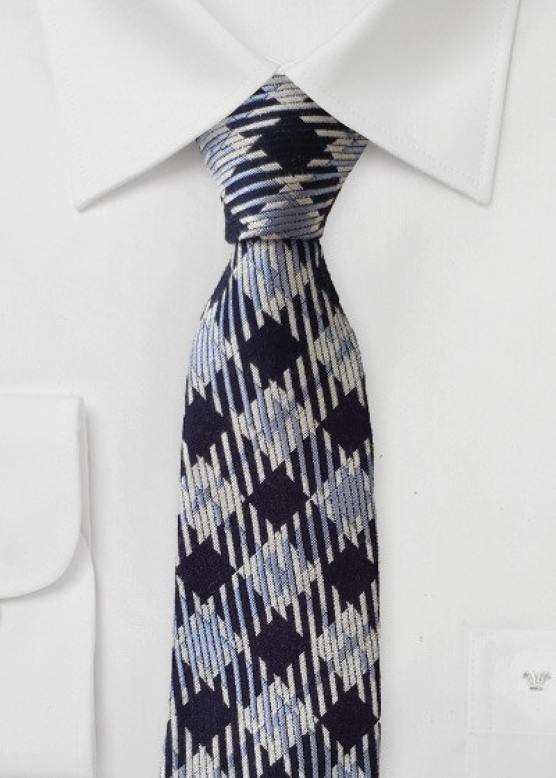 Stropdas Structuurruitje Duifblauw Donkerblauw