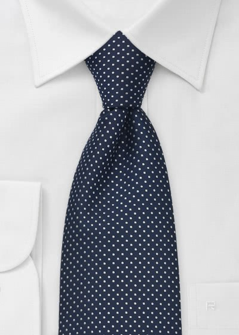 Stropdas blauw met witte stippen