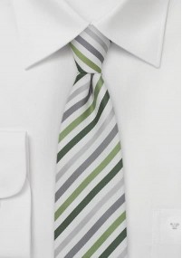Smalle Zijde stropdas groen wit