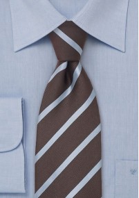 stropdas strepen licht blauw en bruin
