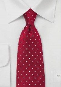 Kersenrode stropdas met witte puntjes
