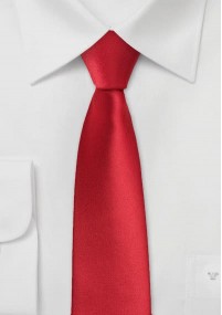 Smalle zijden stropdas rood