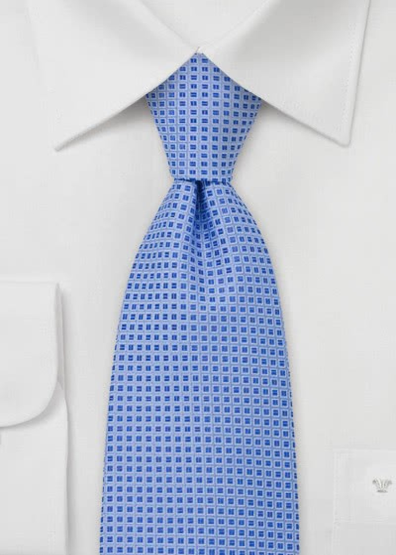 Stropdas blauw blokmotief