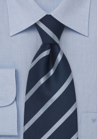 Clip stropdas lichtblauw met navy