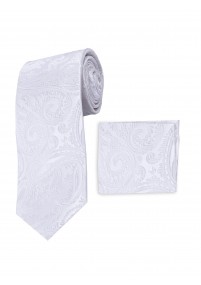 Set stropdas en sjaal parelwit paisley...